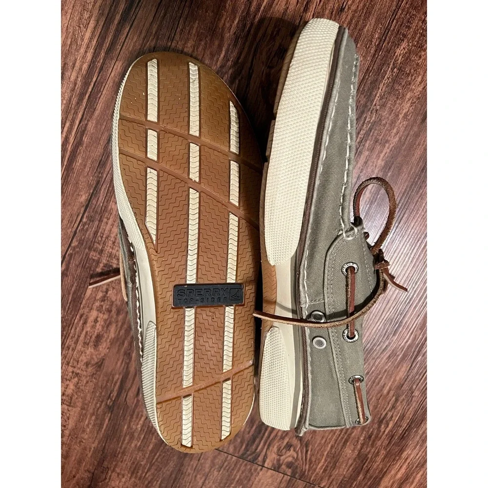 Spery Top Sider Men's Canvas Boat Shoes Two Eye Size 8.5 M‎ Gray Sneakers